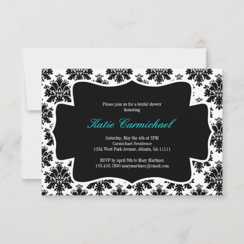 Black  White Damask Invitation