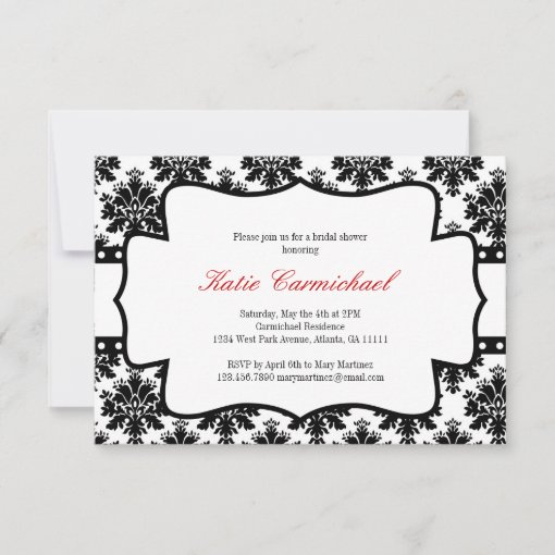 Black & White Damask Invitation Zazzle