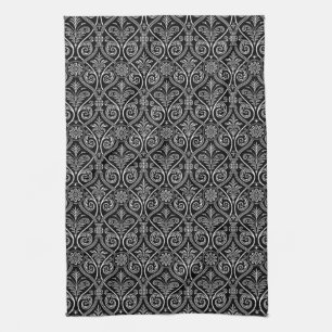 Black & White Damask Kitchen Towel