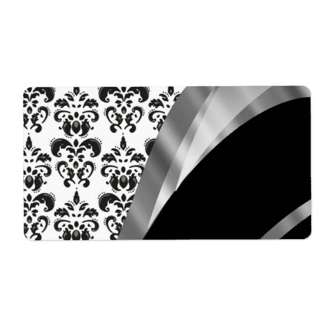 Black & white damask label (Front)