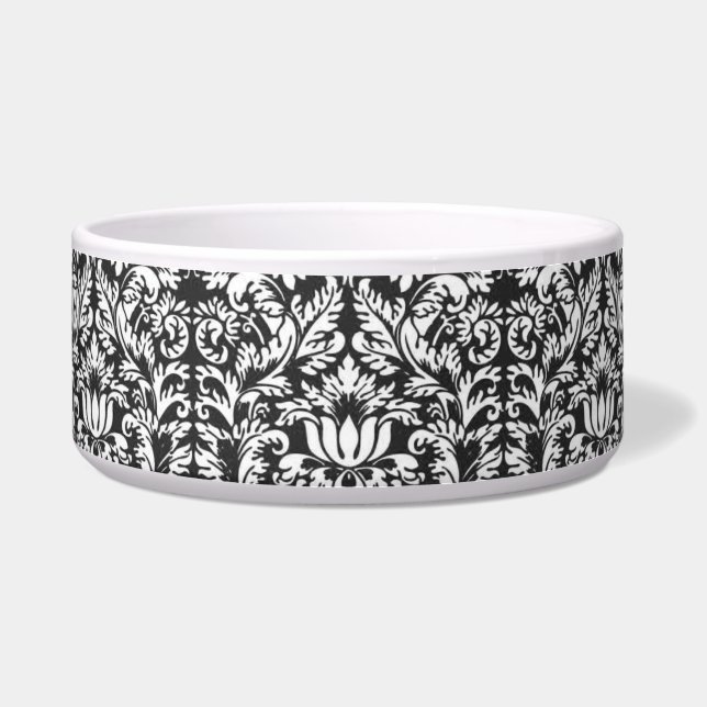 Black White Damask Lace Brocade Bowl (Front)