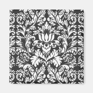 Black White Damask Lace Brocade Magnet