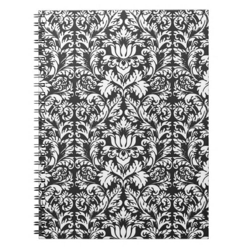 Black White Damask Lace Brocade Notebook