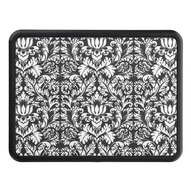 Black White Damask Lace Brocade Tow Hitch Cover