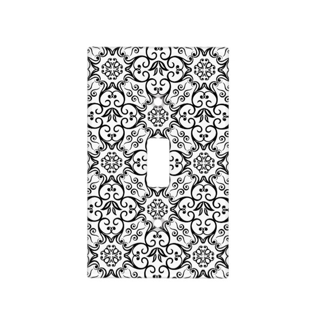 Black & White Damask Light Switch Cover (Front)