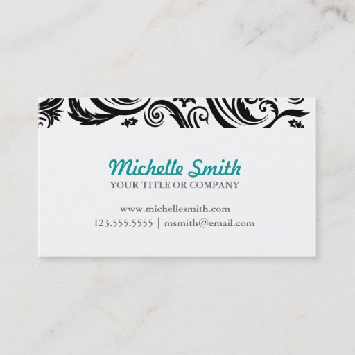 Customizable Black White Damask Monogram Business Cards