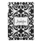 Black & White Damask monogram iPad mini case