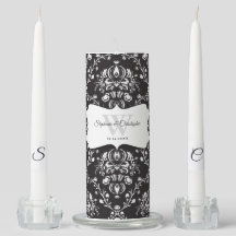 Black White Damask Monogram Wedding