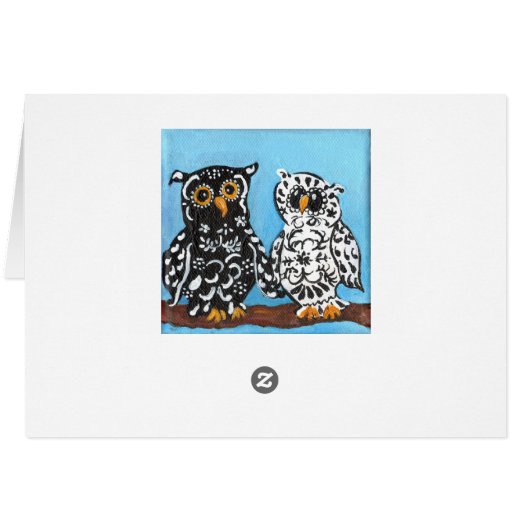 Black & White Damask Owls (Back Horizontal)
