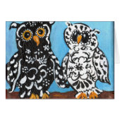 Black & White Damask Owls (Front Horizontal)