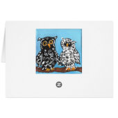 Black & White Damask Owls Cards (Back Horizontal)