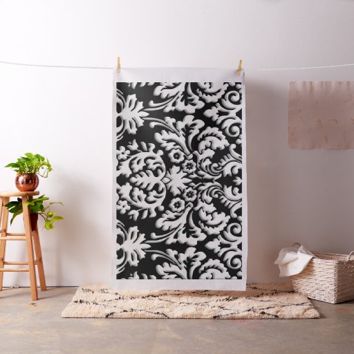 Black & White Damask Pattern Fabric