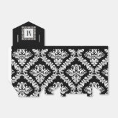 Black, white damask pattern monogram wedding favor boxes (Unfolded)