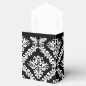Black, white damask pattern monogram wedding favor boxes (Opened)