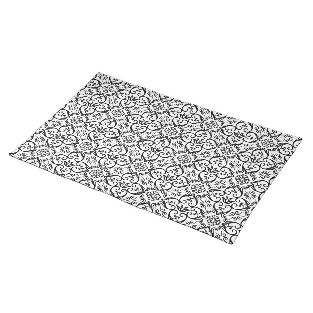 Black & White Damask Pattern Placemats (On Table)