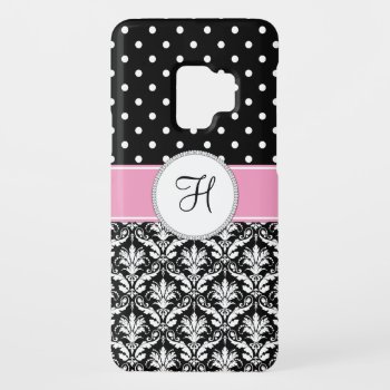 Black White Damask Pink Monogram Case-mate Samsung Galaxy S9 Case by Case_by_Case at Zazzle