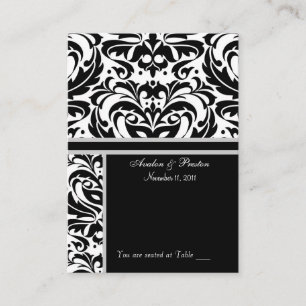Black & White Damask  Placecard Business Card