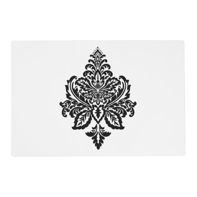 Black & white damask print placemat (Front)