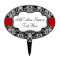 Black/White Damask Red Ribbon