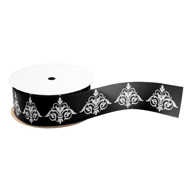Black White Damask Ribbon (Spool)