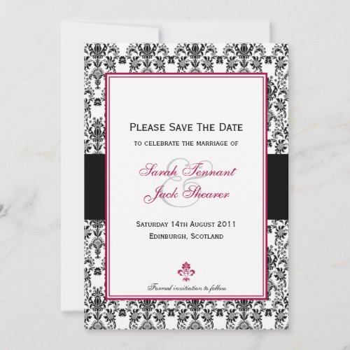 Black &amp; White Damask Save The Date