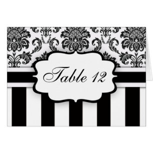 Black White Damask Stripe Table Number