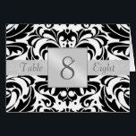 Black & White Damask Table Number Folded Card<br><div class="desc">Add our Black & White Damask Table Number Folded Card for an elegant touch to your wedding!  



  



  



http://www.zazzle.com/black_white_damask_scroll_rsvp_postage_stamp-172851493411157385?rf=238518942132301206</div>