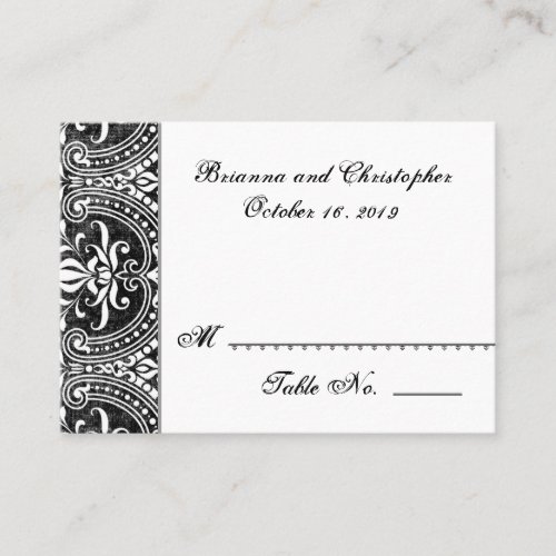 Black White Damask Table Place Card Wedding Party Business Cards