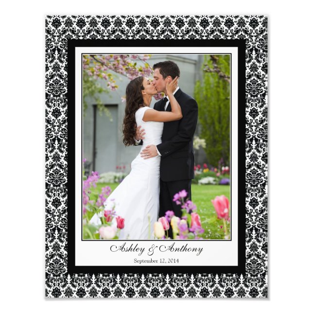 Black White Damask Template Photographic Print (Front)