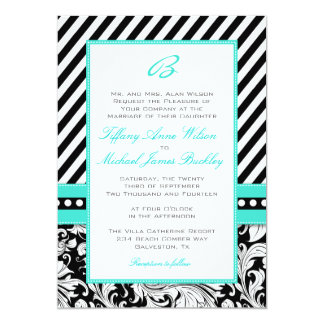 Turquoise And Black Wedding Invitations 3