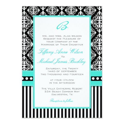 Turquoise And White Wedding Invitations 2