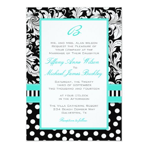 White And Turquoise Wedding Invitations 6