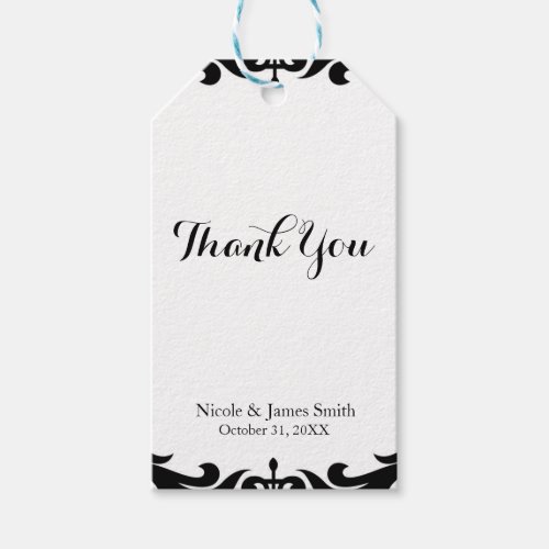 Black  White Damask Vintage Wedding Event Favor Gift Tags