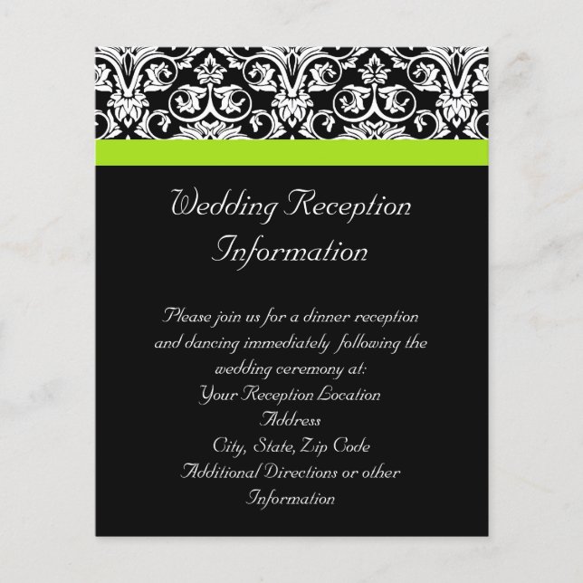 Black/White Damask w/Chartreuse Green Accent Strip (Front)