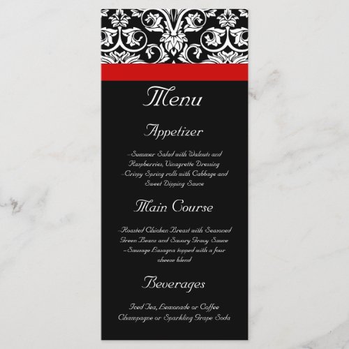 BlackWhite Damask w Ravishing Red Accent Menu