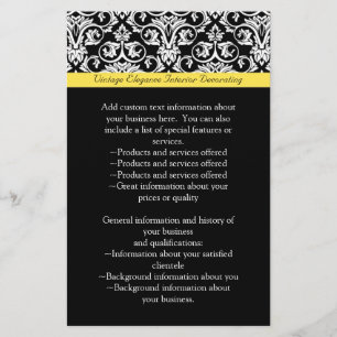 Black/White Damask w/Vibrant Yellow Flyer