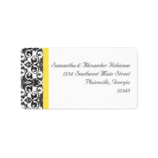 Black/White Damask w/Vibrant Yellow Label
