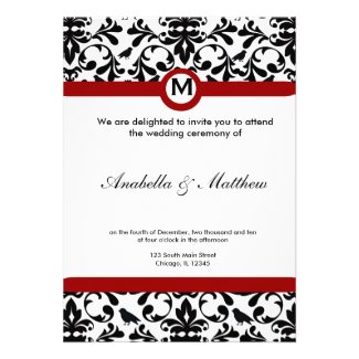 Black & White Damask Wedding Personalized Invitations