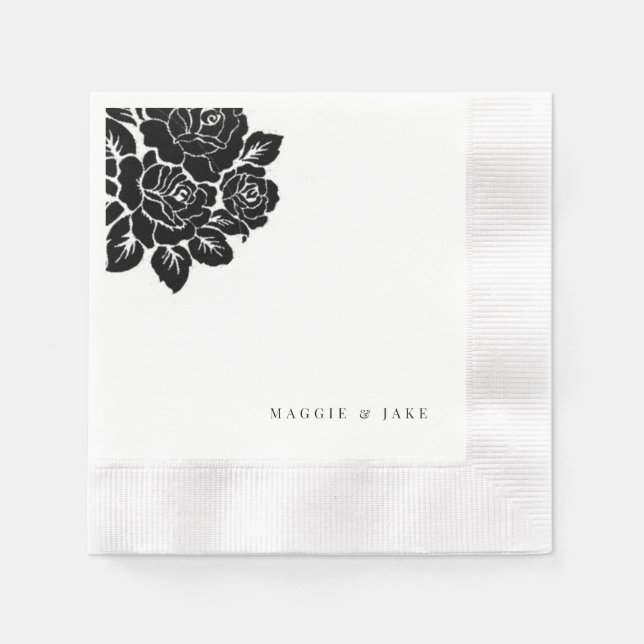 Black & White Damask Wedding  Napkins (Front)
