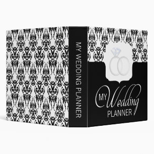 Black & White Damask Wedding Planner Binder