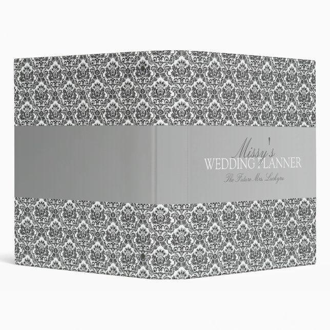 Black & White Damask Wedding Planner/Organizer Binder (Background)