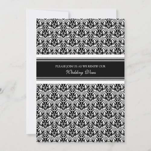 Black White Damask Wedding Vow Renewal Invitations