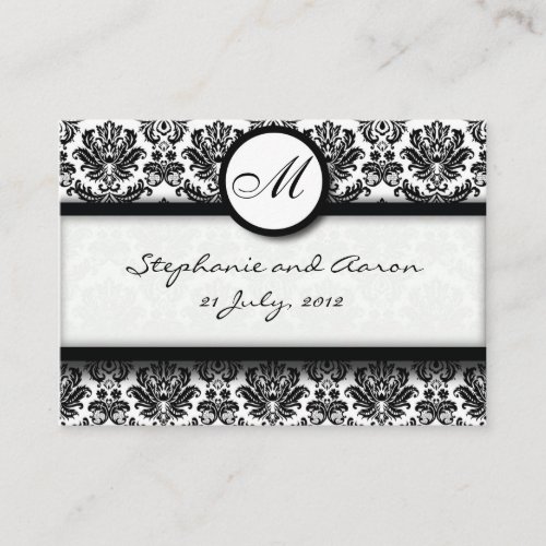 Black &amp; White Damask Wedding Website Business Card