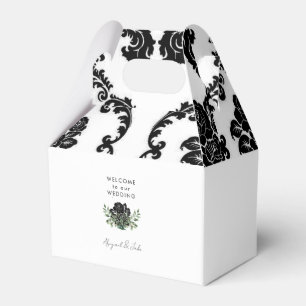 Black & White Damask Wedding Welcome Favor Box