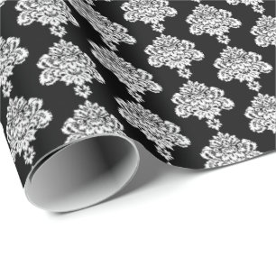 Black White Damask Wrapping Paper