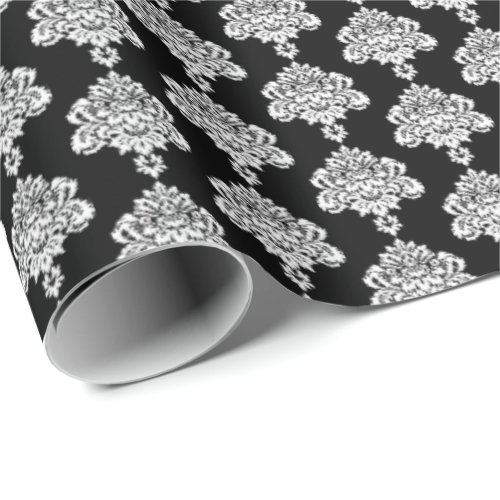 Black  White Damask Wrapping Paper