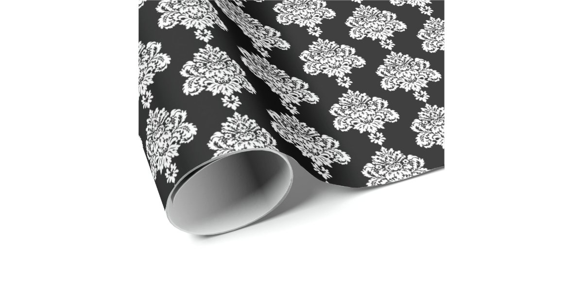 Black White Damask Wrapping Paper Zazzle