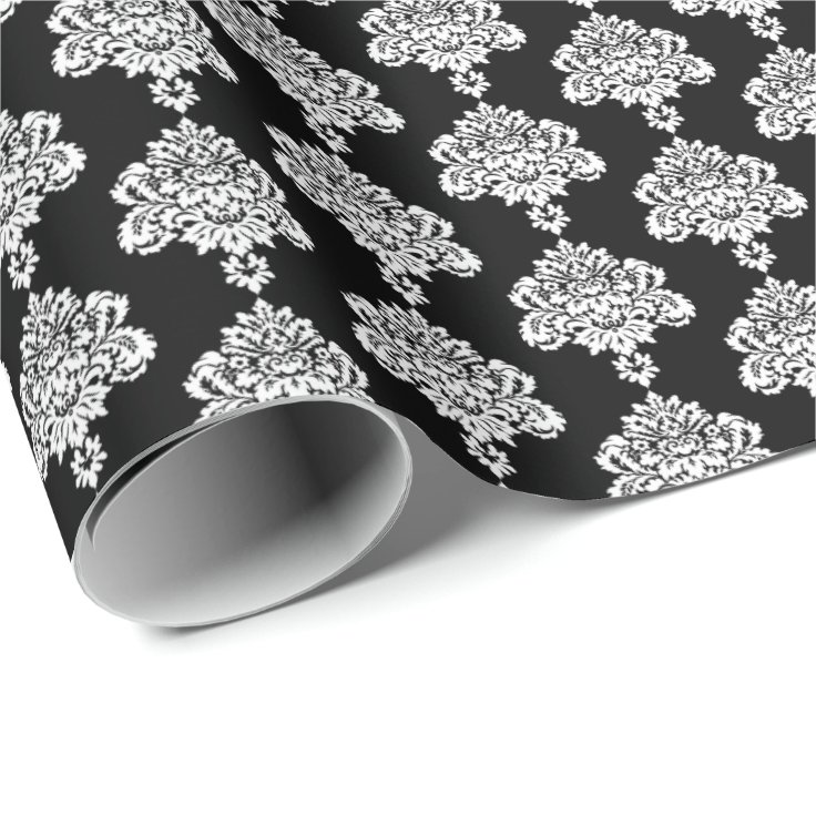 Black White Damask Wrapping Paper Zazzle