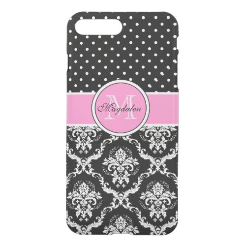 Black  White Damasks  Polka Dots Pattern iPhone 8 Plus7 Plus Case