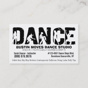 Black White Dance Studio Dancing Teacher Business Card by RetroZone at Zazzle